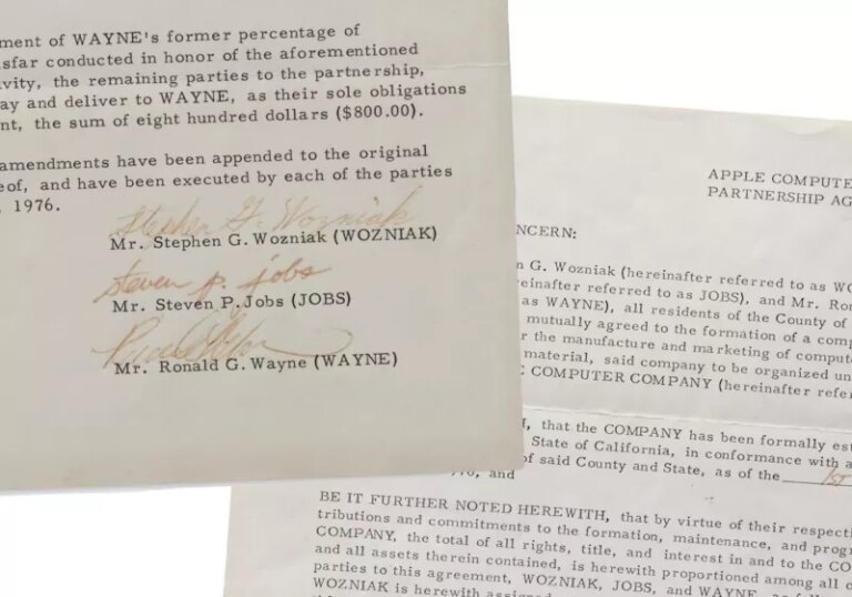 The original 1976 contract that founded Apple is heading to auction The original 1976 contract that founded Apple is heading to auction